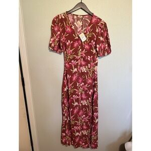 Faherty Sorrento Majorca Floral Button Down Maxi Dress NWT Womens Size Small